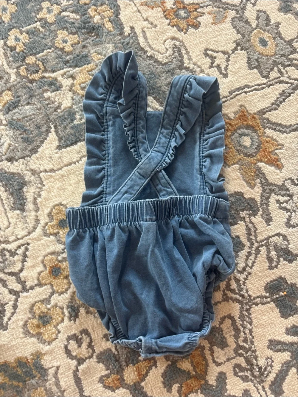 Cat & Jack Blue Ruffle Strap One-Piece Romper